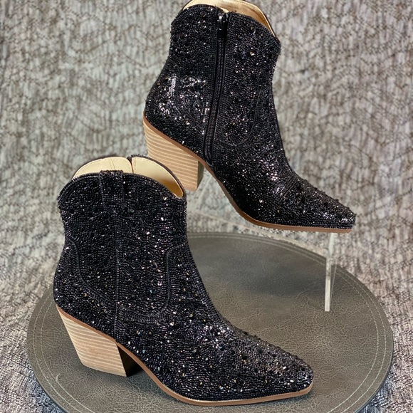 Betsey Johnson Emory Rhinestone Boots size 7 Black - Picture 5 of 10